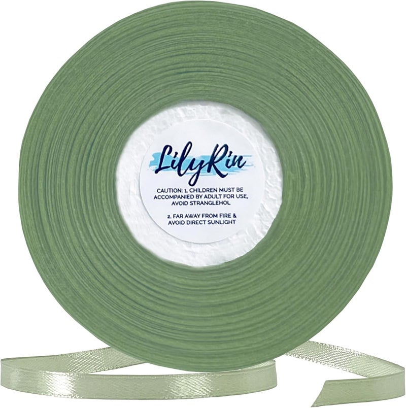 LilyRin Sage Green Ribbon 1/4 Inches 36 Yards Satin Roll Perfect for Art, Wedding, Wreath, Baby Shower, Packing Birthday, DIY Hair Accessories Scrapbooking, Wrapping Christmas Other Projects Pale Color - Image 1