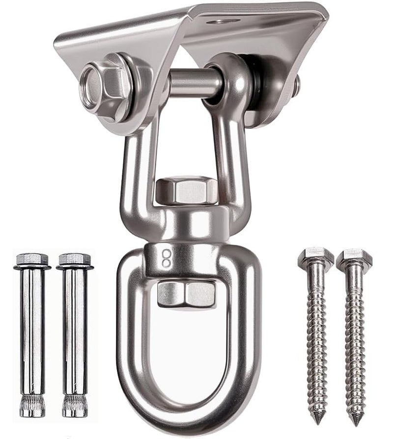 WAREMAID Heavy Duty 360° Swivel Swing Hanger, Stainless Steel Hammock Hook for Ceiling Wooden Porch Swing Hanging kit Playground Gym Rope Boxing Bag Hammock Chair Yoga Mount 1000 lb Capacity - Image 1