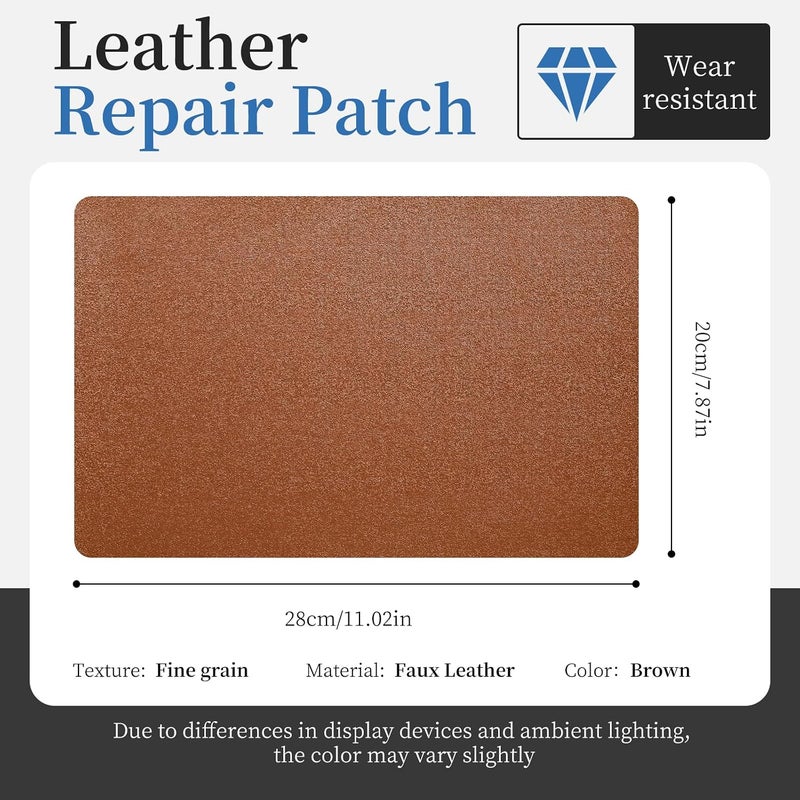 Fadoub Leather Repair Patch Tape Self-Adhesive, 8x11In Heavy Duty Vinyl Patch, Leather Repair Kit for Furniture, Sofa, Couch, Office Chair, Car Seat, Car Interior(Brown-Fine Grain) - Image 2