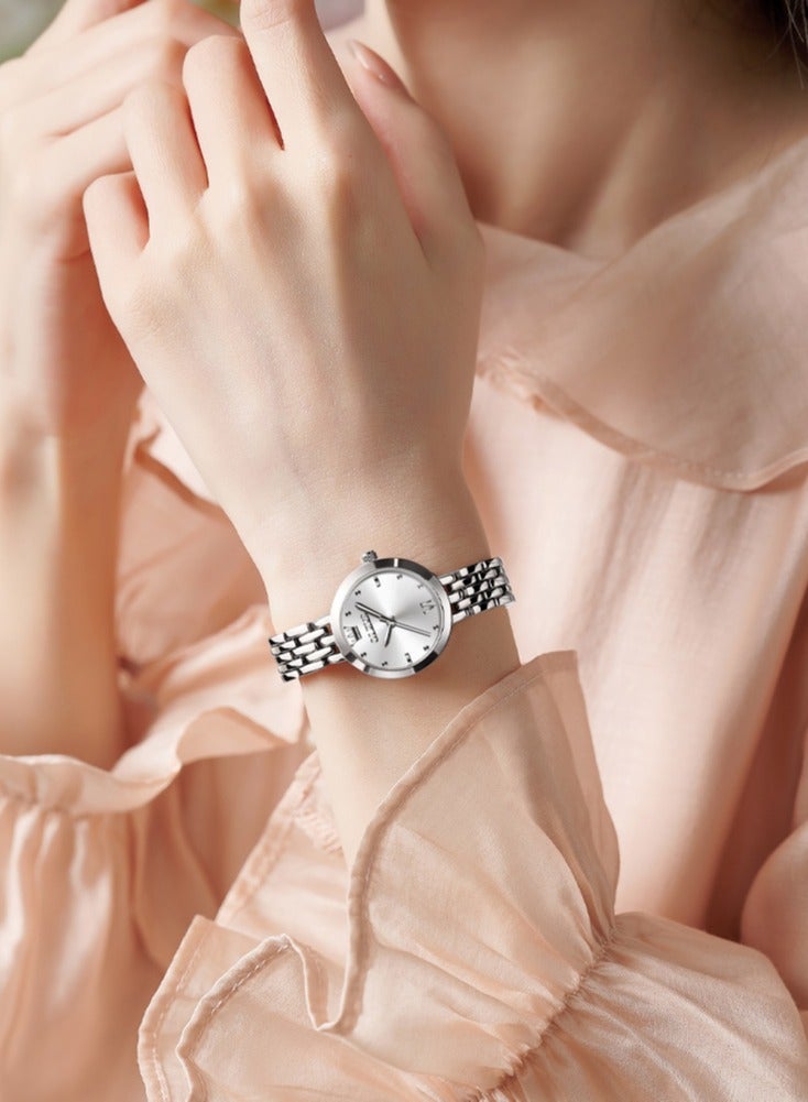 أوليفز ساعات OLEVS النسائية الفاخرة ذات العلامة التجارية الفاخرة الأنيقة باللون الذهبي للنساء ساعة يد كوارتز أصلية بسيطة مقاومة للماء للسيدات - Image 2