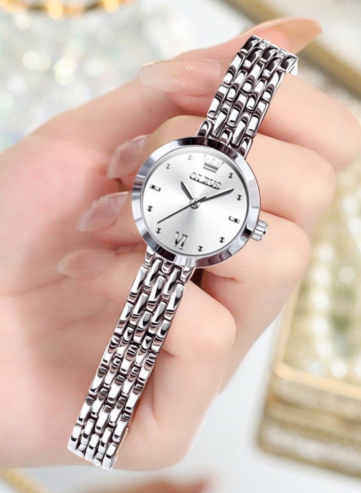 أوليفز ساعات OLEVS النسائية الفاخرة ذات العلامة التجارية الفاخرة الأنيقة باللون الذهبي للنساء ساعة يد كوارتز أصلية بسيطة مقاومة للماء للسيدات - Image 4