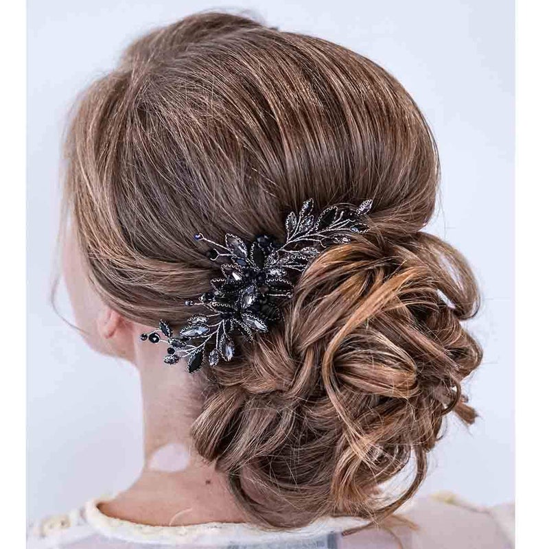 Brishow Black Rhinestone Weding Hair Comb Crystal Bridal Hair Accessories for Women