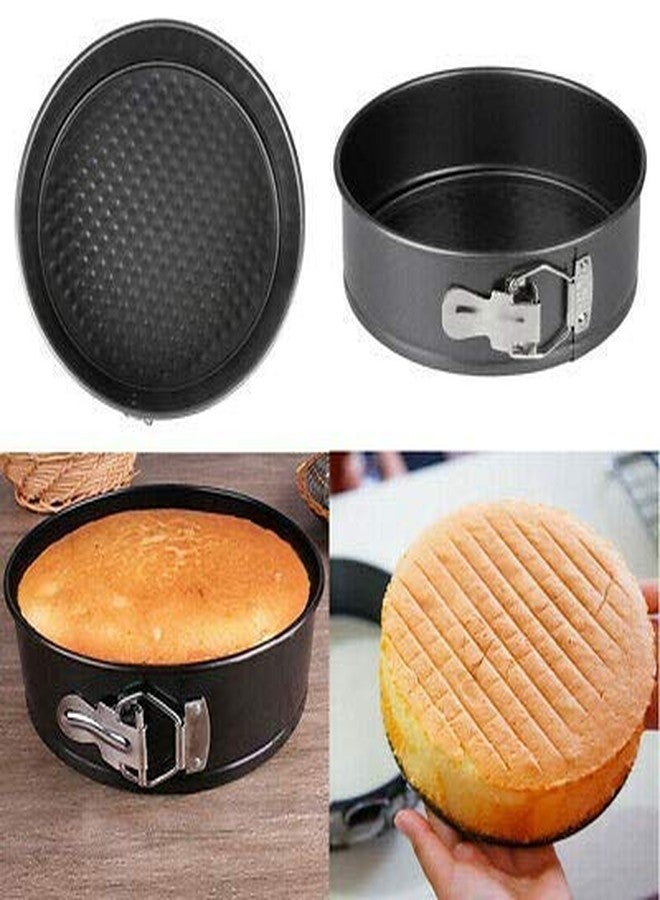 BAKING SET Teflon Round Cheese Cake Mould, Cooker with Removable Base, Non-Stick Cake Tins/Pan/Trays for Microwave, Oven and Bakeware, Black (18 cm) - Image 3