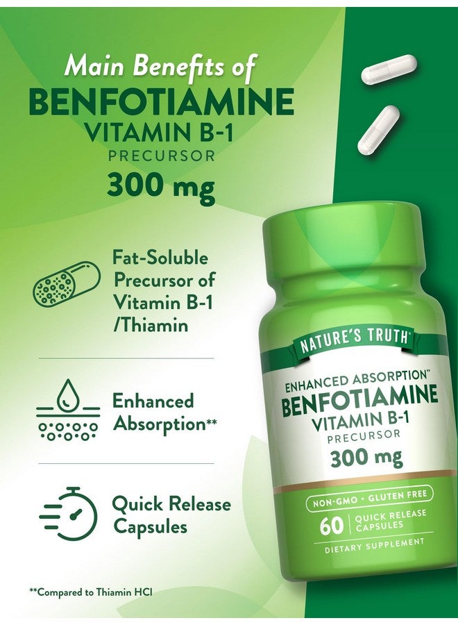 Nature's Truth Benfotiamine | 300mg | 60 Count | Non-GMO and Gluten Free Supplement | Vitamin B1 Precursor - Image 5
