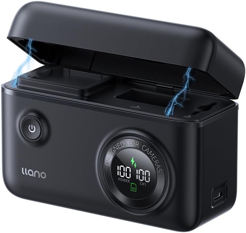 llano شاحن بطارية llano 4 في 1 NP-FZ100 - شحن سريع 20 واط عبر USB-C، قارئ بطاقات USB 3.0، حقيبة تخزين - لكاميرات سوني A7III A7IV A6700 FX3 FX30 A9 A1 A7RV A7RIV - Image 1