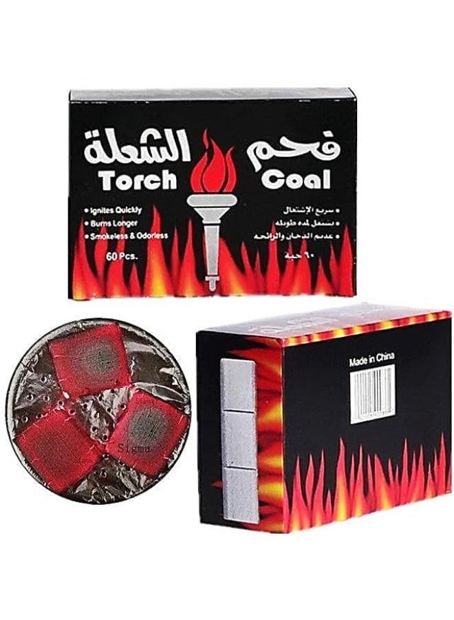 تورش فحم سريع الاشتعال، فحم طويل الأمد للبخور | للشواء | كل علبة تحتوي على 60 قطعة | 4 علبة - Image 3