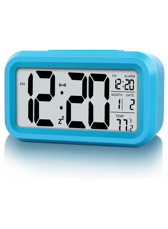 Display time and temperature alarm clock, sensor touch alarm clock, children's technology backlight blue - Image 1