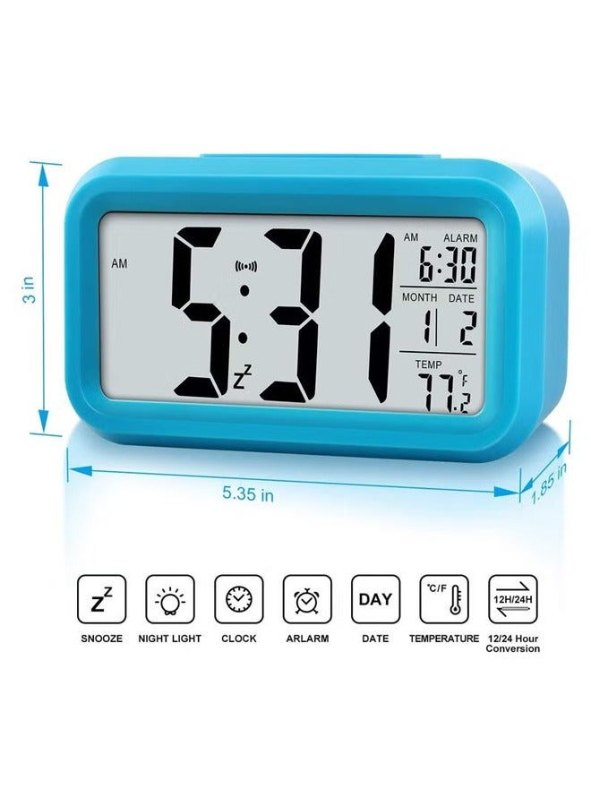 Display time and temperature alarm clock, sensor touch alarm clock, children's technology backlight blue - Image 2