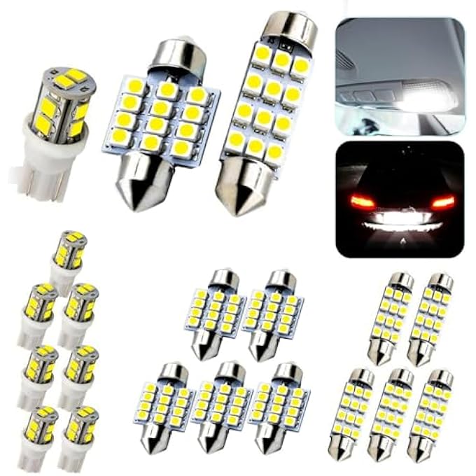أكس سبرينج مجموعة لمبات سيارة LED مكونة من 20 قطعة T10 31 مم 42 مم لمبات فيستون LED مناسبة لخريطة السيارة وقبة الباب ولوحة الترخيص ومصابيح صندوق السيارة ومصابيح LED بديلة لمصابيح السيارة الداخلية - Image 1