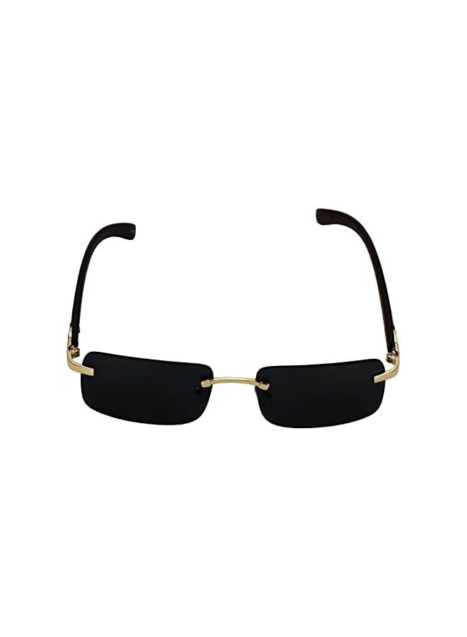 بروماس نظارات شمسية رفيعة مستطيلة الشكل مصنوعة من المعدن والخشب - Image 5