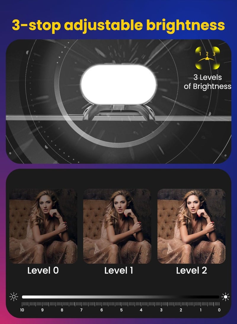 ضوء ملء مغناطيسي RGB للجيمبال، ضوء فيديو LED، 7 درجات حرارة ملونة، 3 خيارات سطوع، يستمر لفترة طويلة تصل إلى 180 دقيقة، وضع تدرج، وضع فلاش، ضوء ملء بزاوية 180 درجة لمثبت AOCHUAN - Image 4