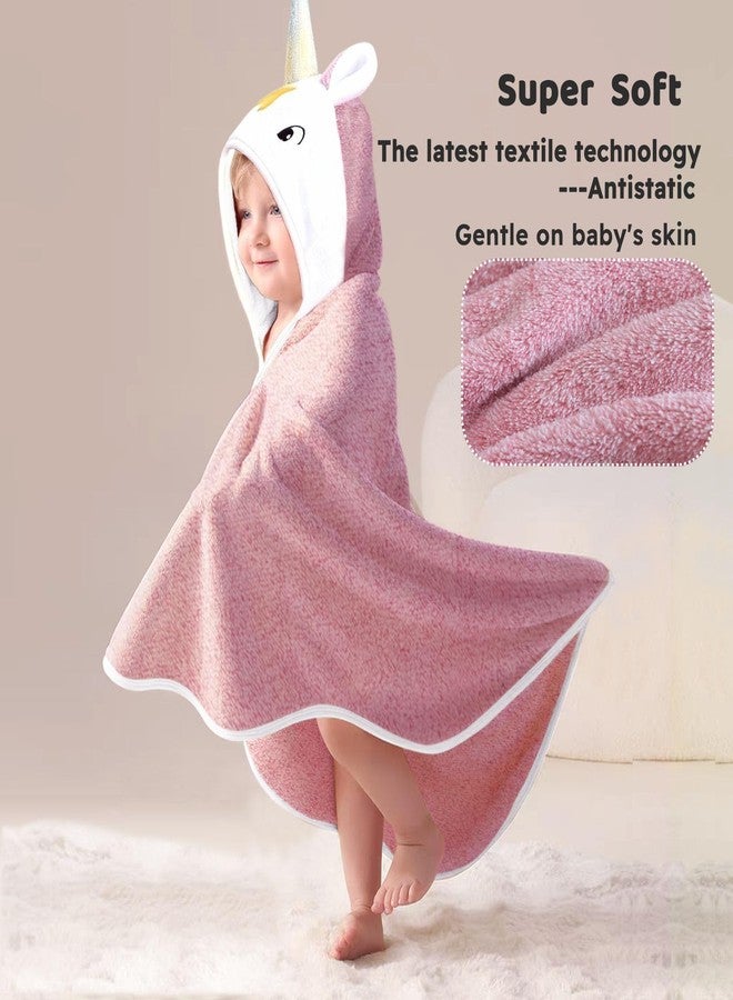 Hwieccogts Super Soft Baby Bath Towel, Cute Animal Baby Towels, Lightweight and Warm, 34x34 Inch for Newborn Infant,Toddler (Pink) - Image 2