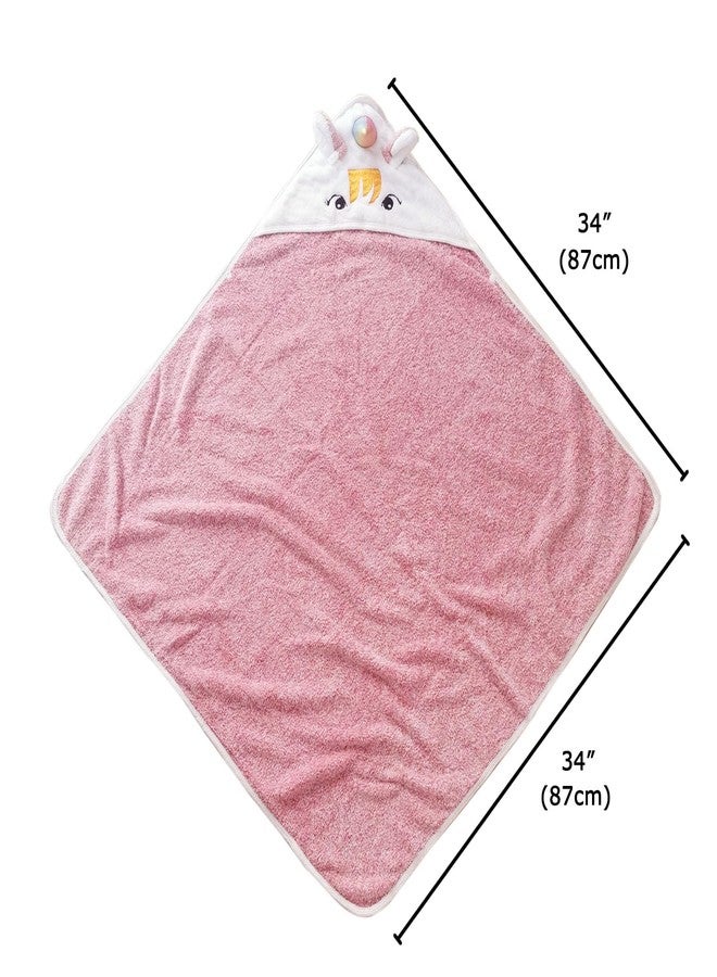 Hwieccogts Super Soft Baby Bath Towel, Cute Animal Baby Towels, Lightweight and Warm, 34x34 Inch for Newborn Infant,Toddler (Pink) - Image 4