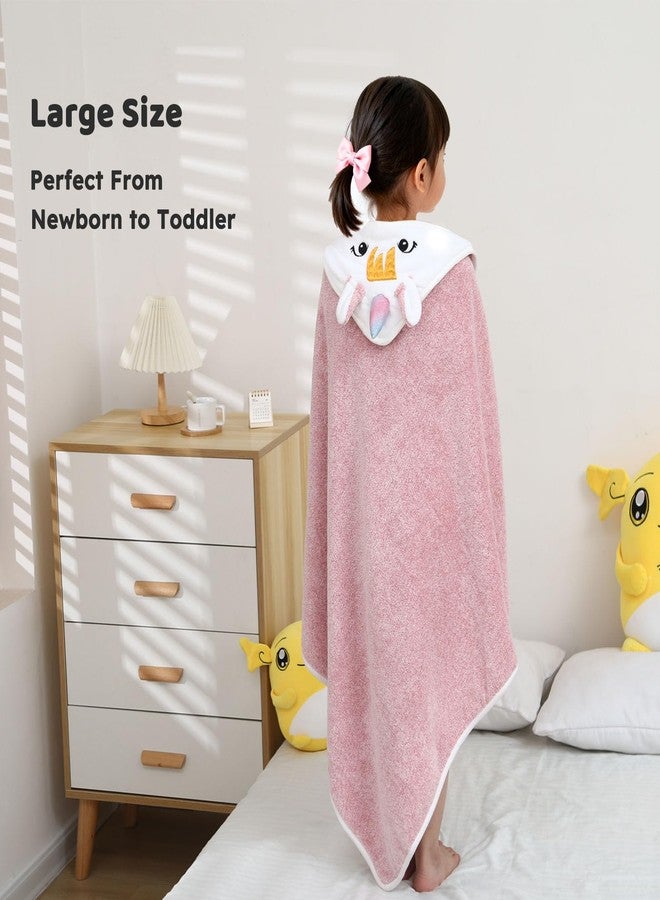 Hwieccogts Super Soft Baby Bath Towel, Cute Animal Baby Towels, Lightweight and Warm, 34x34 Inch for Newborn Infant,Toddler (Pink) - Image 5