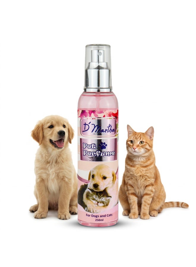 D'Martha Pet Perfume for Dogs & Cats 250ml – Long Lasting Fresh Fragrance Spray, Pet Deodorizer & Grooming Mist, Odor Eliminator Cologne for Puppies, Kittens, Dogs & Cats - Image 1