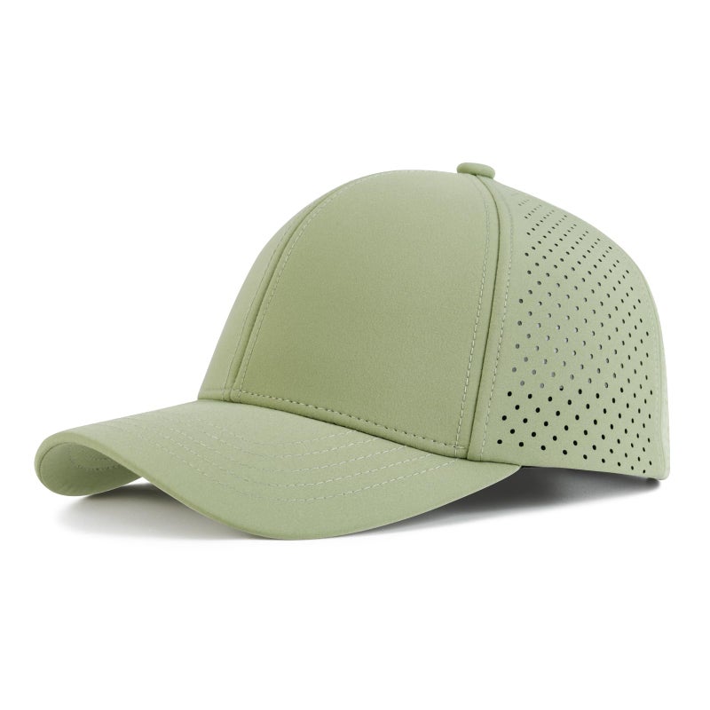 VOBOOM Men Quick Dry Baseball Cap Laser Cut Mesh Ball Curved Brim Snapback Hat (Green) - Image 1