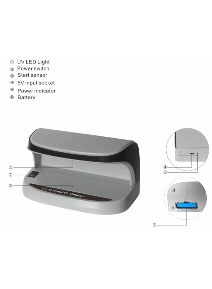 CRONY AL-09 Handy Mini UV Banknote Verifier – Portable Counterfeit Money Detector Scanner Machine with 1200mAh Built-in Rechargeable Battery, USB Charging, Compact & Lightweight Design for Reliable Currency Authentication - Image 4