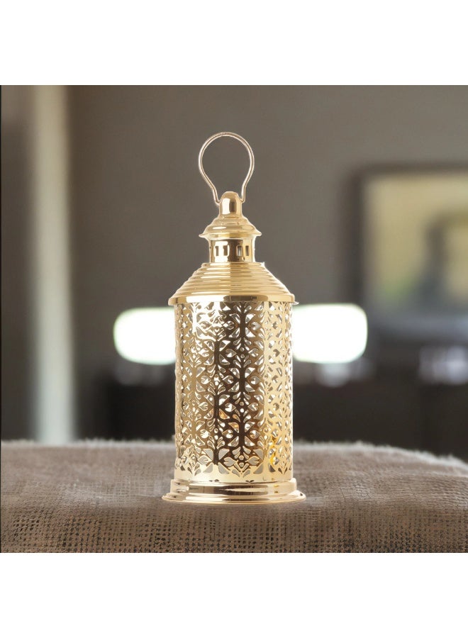 Baity Golden Ramadan lantern with lights - Image 1