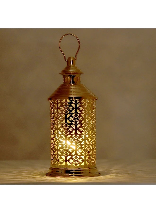 Baity Golden Ramadan lantern with lights - Image 3