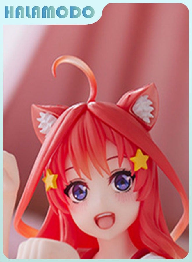 HALAMODO The Quintessential Quintuplets Bride Super cute  Anime Figurine of Itsuki Wearing Cat - themed Pajamas, a Must - have for Car Dashboards and Desktops 11 cm - Image 2