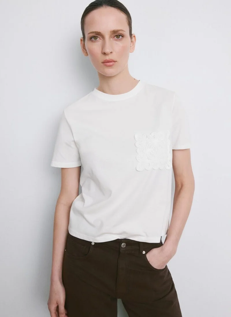 مانجو Embroidered cotton T-shirt