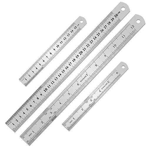 Yipinve 2PCS Stainless Steel Ruler Set - 6, 12 Inch with Inch & Metric for Machinist, School, Office, Home, Engineer, Craft - Image 1