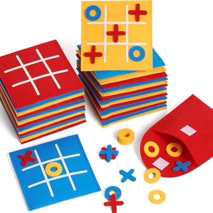 Excefore Tic Tac Toe Mini Board Game Toy, 12 Pack 3 Color Mini Tic Tac Packs for Kids and Family, Birthday Party Favors, Goody Bag, Fun Indoor Game Night Activity, Gifts for Students
