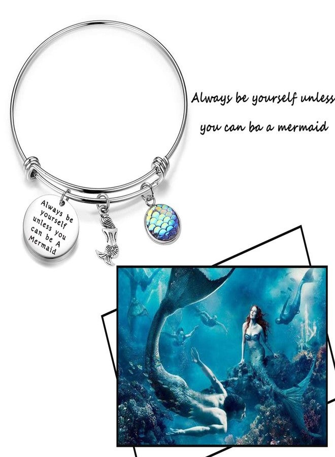 Zuo Bao Inspirational Gift Mermaid Scale Charm Bracelet Sea Mermaid Quote Always Be Yourself Unless You Can Be A Mermaid Bracelet Bangle (Always Be Yourself bracelet) - Image 5