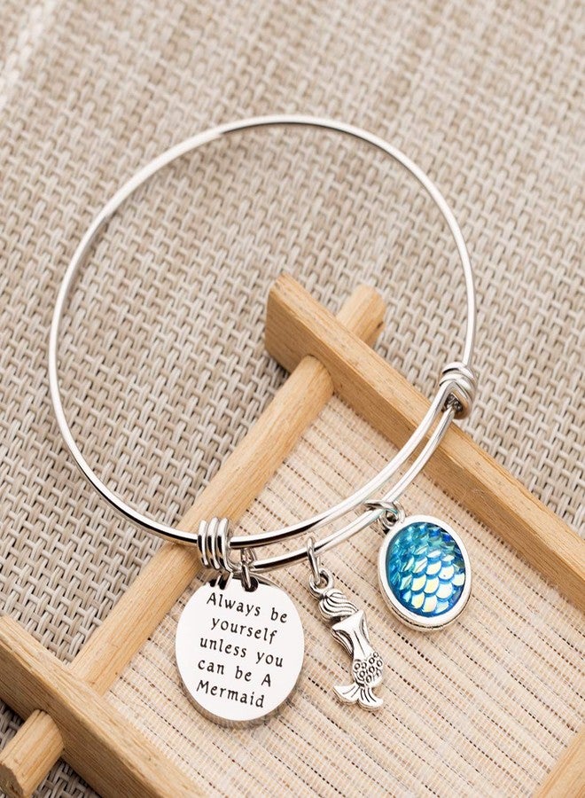 Zuo Bao Inspirational Gift Mermaid Scale Charm Bracelet Sea Mermaid Quote Always Be Yourself Unless You Can Be A Mermaid Bracelet Bangle (Always Be Yourself bracelet) - Image 3