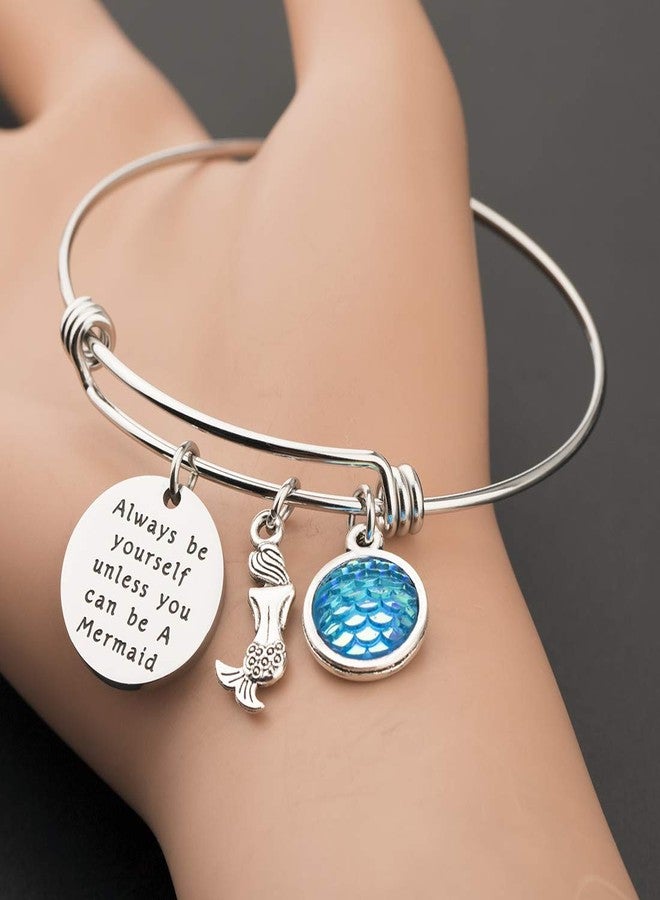 Zuo Bao Inspirational Gift Mermaid Scale Charm Bracelet Sea Mermaid Quote Always Be Yourself Unless You Can Be A Mermaid Bracelet Bangle (Always Be Yourself bracelet) - Image 4