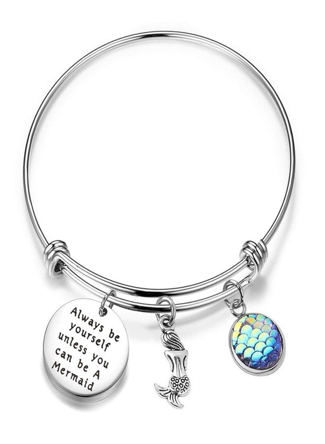 Zuo Bao Inspirational Gift Mermaid Scale Charm Bracelet Sea Mermaid Quote Always Be Yourself Unless You Can Be A Mermaid Bracelet Bangle (Always Be Yourself bracelet) - Image 1
