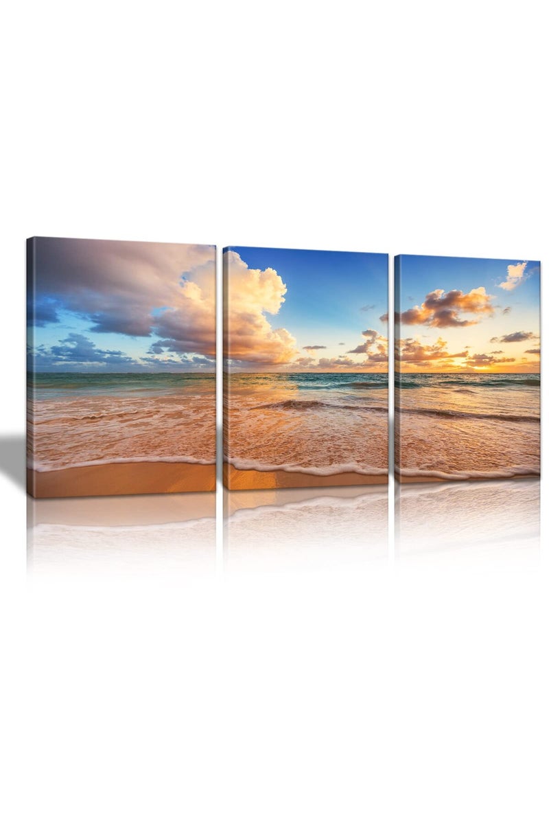 KAWAHONE Sunrise Beach Canvas Wall Art - Image 1