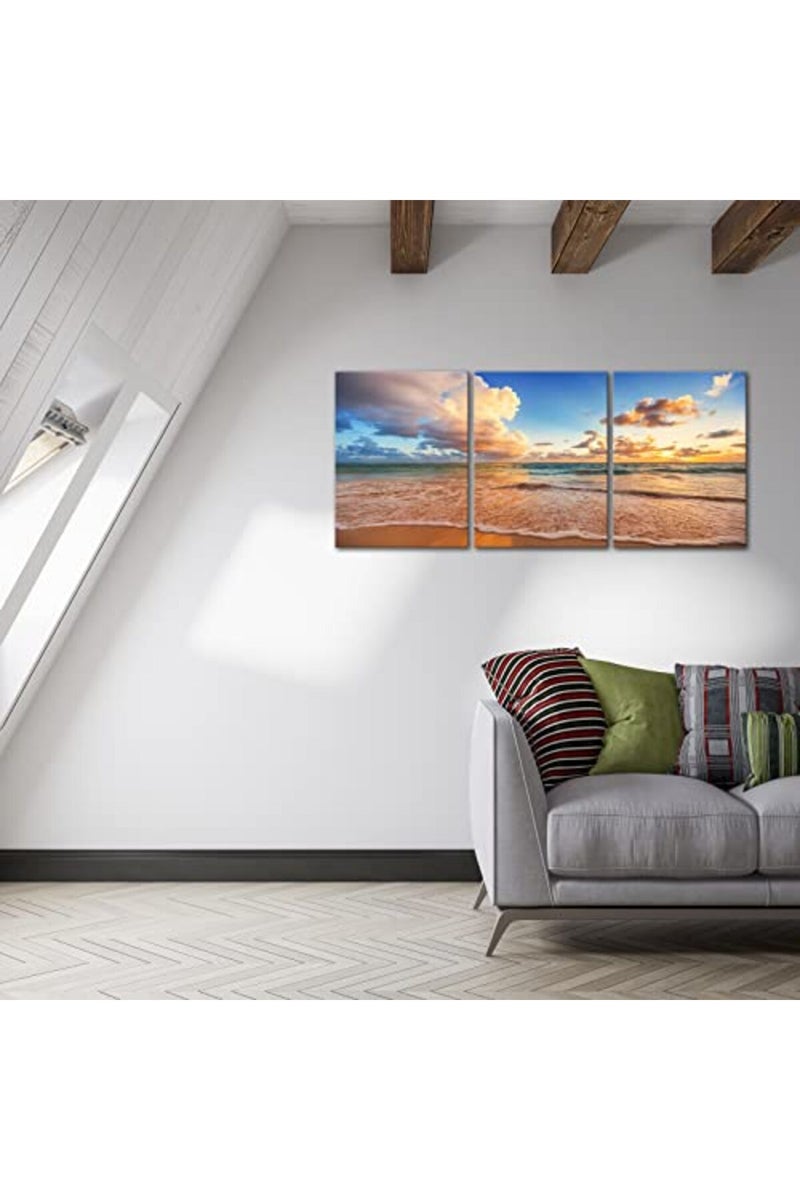 KAWAHONE Sunrise Beach Canvas Wall Art - Image 3