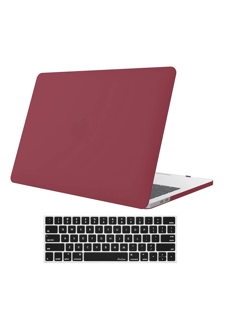 Generic - Wine Red Hard Case for 2016 2020 MacBook Touch Bar Pro 13 13.3 inch A2289 A2251 Rubberized Hard shell Cover With Skin Black Keyboard Cover for New Mac Pro 13 Inch Touch - Image 1