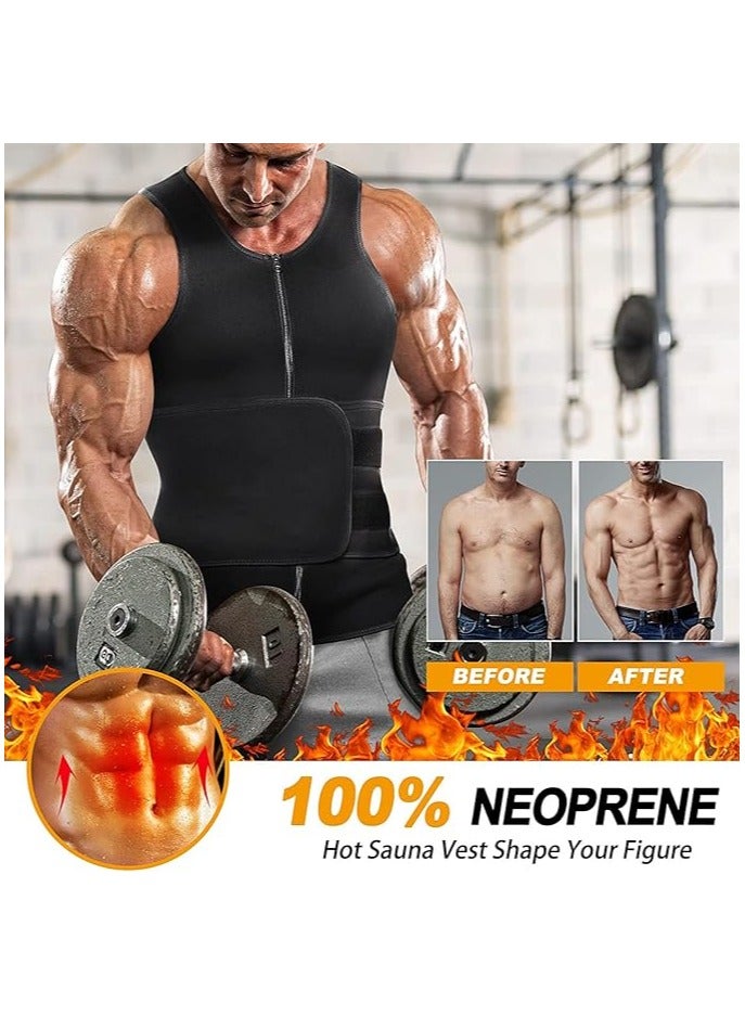 Excefore Sauna Vest with Waist Trainer for Men, 2 in 1 Men's Abdomen Trainer Neoprene Slimming Workout Vest Shaper Promotes Healthy Sweat, Weight Loss, Lower Back Posture(XXL) - Image 2