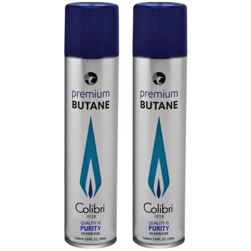 Colibri Premium Butane Fuel - Torch Replacement Canisters, 99.999% Pure Refill Fluid, 90ml (3.04fl oz) Cans, Pack of 2 - Image 1