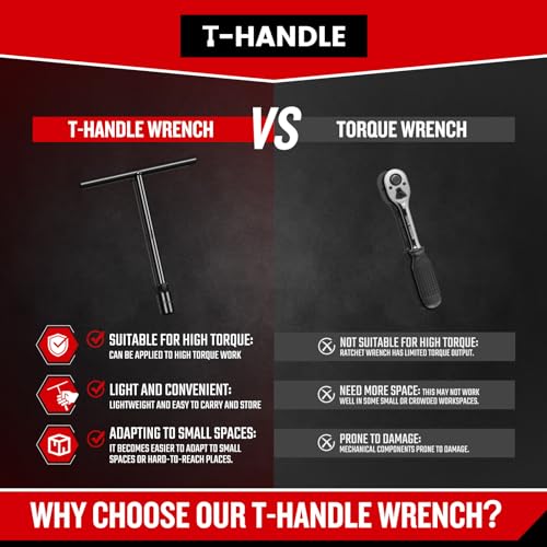 Upenjok T-Handle Wrench Socket Set, Cr-V Steel T Wrench Set Metric Size 6mm to 14mm, Wrench Tool Socket with Long Reach for Motorcycle Dirtbike Bicycle Repair (7 Pack) - Image 3