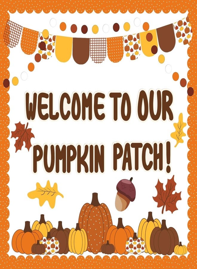 VABAMNA Fall Bulletin Board Decorations, Fall Classroom Decorations, 91Pcs Black Orange Fall Pumpkin Patch Paper Cutouts for School Classroom Autumn Halloween Thanksgiving Harvest Party Decor Supplies - Image 1