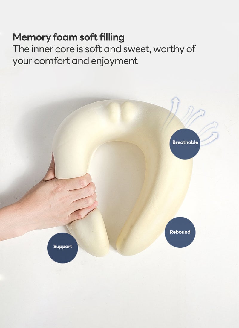 شاربدو وسادة سفر على شكل حرف U وسادة قيلولة قابلة للتخزين وتأتي بمقاس 28*27*10 سم (مع حقيبة تخزين واحدة) - Image 2