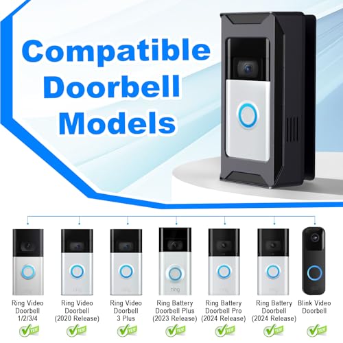 TagRecove AntiTheft Video Doorbell Mount Compatible with RingBlink Wireless Camera Doorbell Adjustable Angle Mount NoDrill Battery Doorbell Bracket Accessories for Houses Apartments Businesses - Image 3
