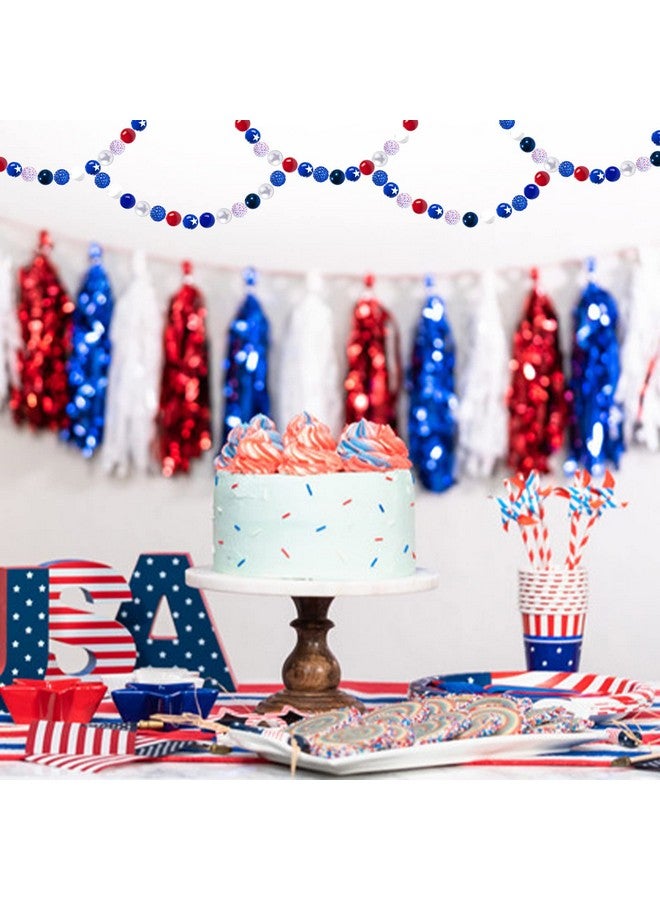 TXIN 50 Pieces Independence Day Bubblegum Beads 20Mm Large Acrylic July 4Th Patriotic Spacer Beads Rhinestone Star Pattern Craft Beads For Jewelry Making Bracelet Necklaces Holiday Party Decor - Image 3