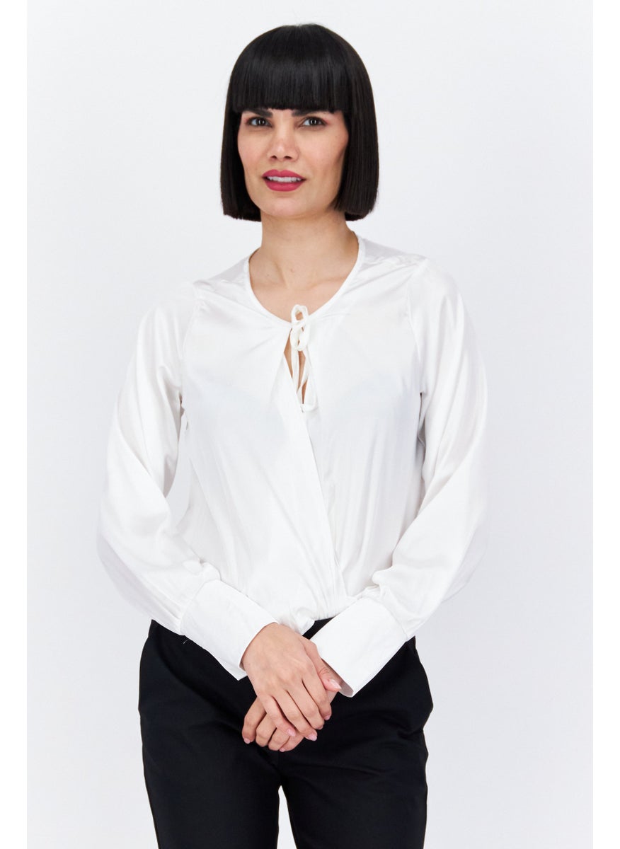 Missguided Women Solid Long Sleeves Bodysuit, White  - Image 1