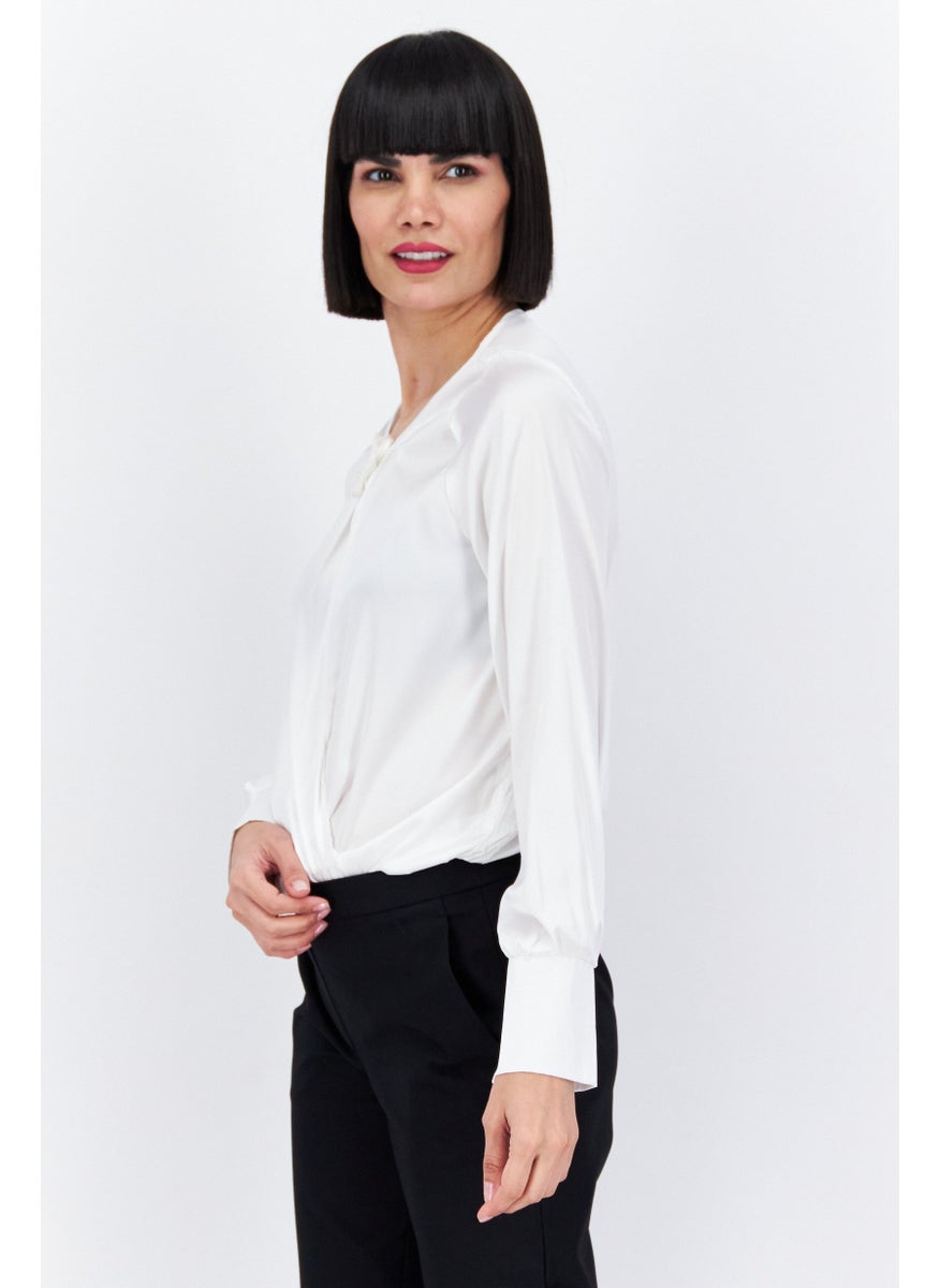 Missguided Women Solid Long Sleeves Bodysuit, White  - Image 2