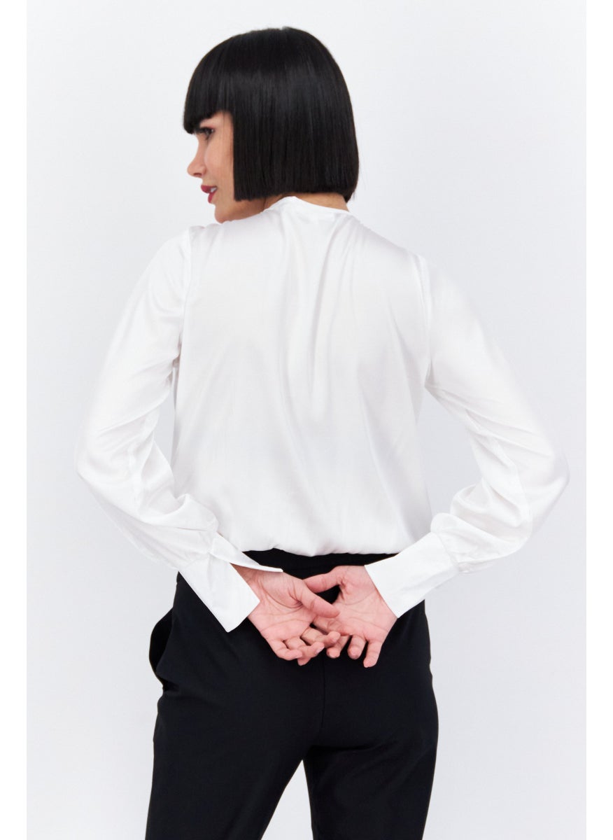 Missguided Women Solid Long Sleeves Bodysuit, White  - Image 3