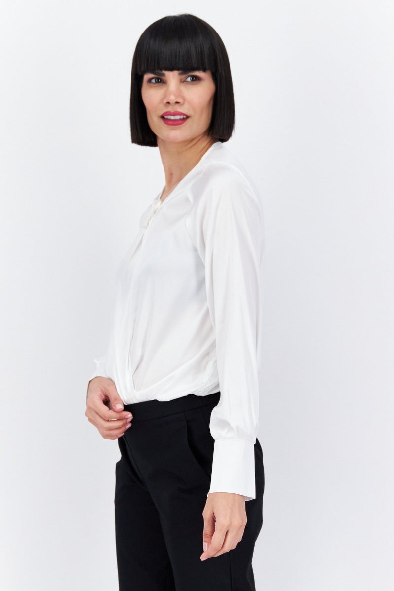 Missguided Women Solid Long Sleeves Bodysuit, White - Image 2