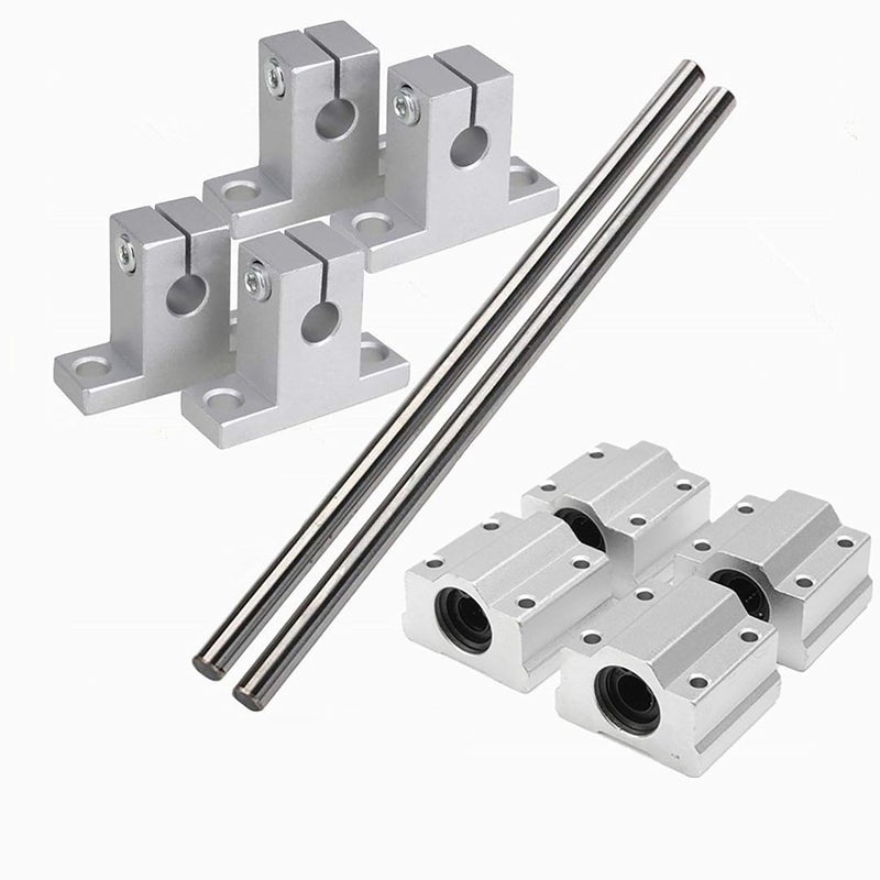 CHUANGNENG 2PCS Linear Shaft Axis Rod 8 x 400mm(.31 x 15.75inch) + 4PCS Linear Shaft Guide Support + 4PCS Motion Slide Bushing Set of 10 - Image 1