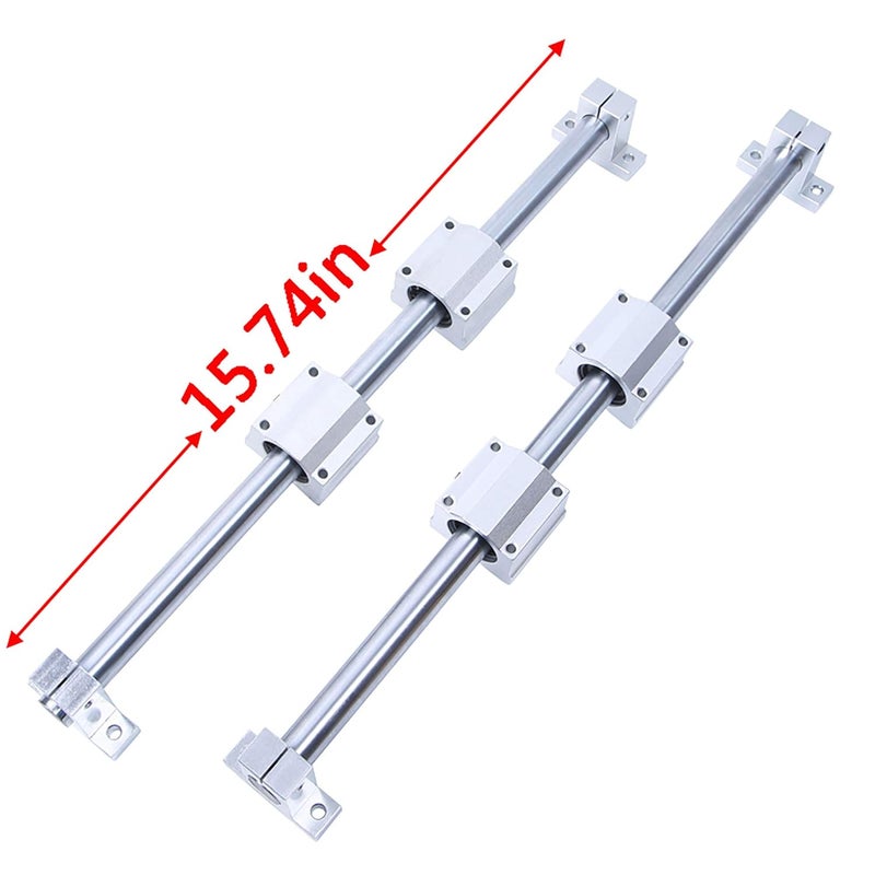 CHUANGNENG 2PCS Linear Shaft Axis Rod 8 x 400mm(.31 x 15.75inch) + 4PCS Linear Shaft Guide Support + 4PCS Motion Slide Bushing Set of 10 - Image 2