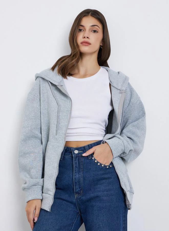 Take Two Take Two Grey Oversized Hooded Jacket