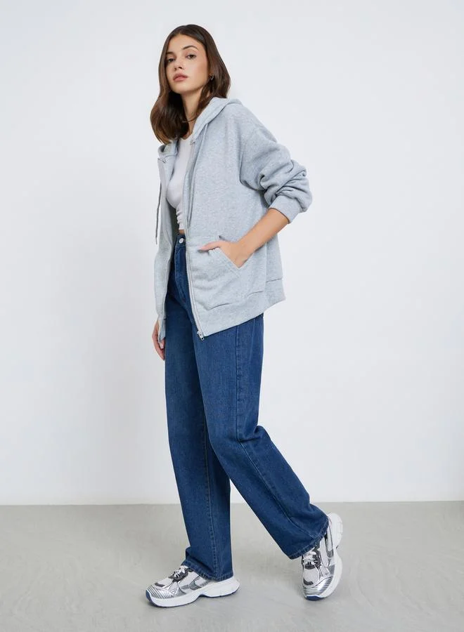 Take Two Take Two Grey Oversized Hooded Jacket