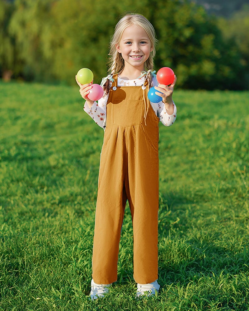 ZOEREA Toddler Girl Clothes 1-5T Baby Girl Outfits Fall Winter Stripe Floral Long Sleeve Top+Bib Overall Pants 2Pcs Clothing(L Yellow-print,3-4T) - Image 5